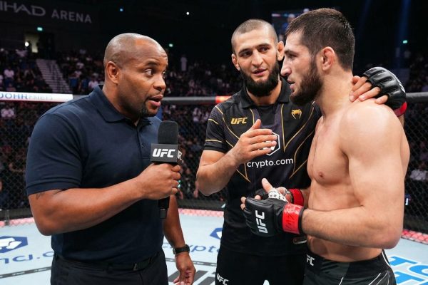 Khamzat Chimaev translates at UFC Abu Dhabi