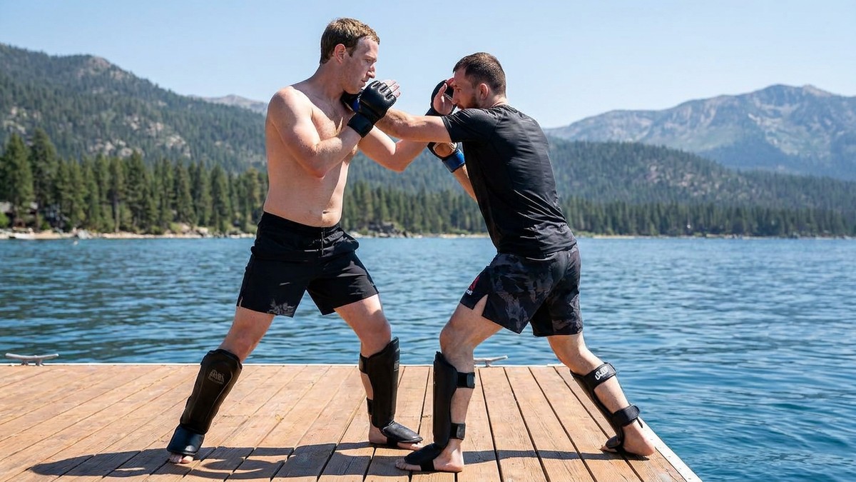 Mark Zuckerberg — Mark Zuckerberg discute em barcaça no Lago Tahoe