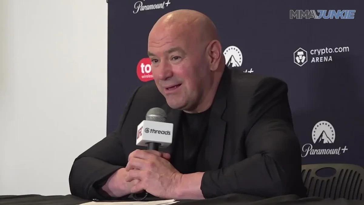 Dana White answers questions after UFC 331 in Los Angeles