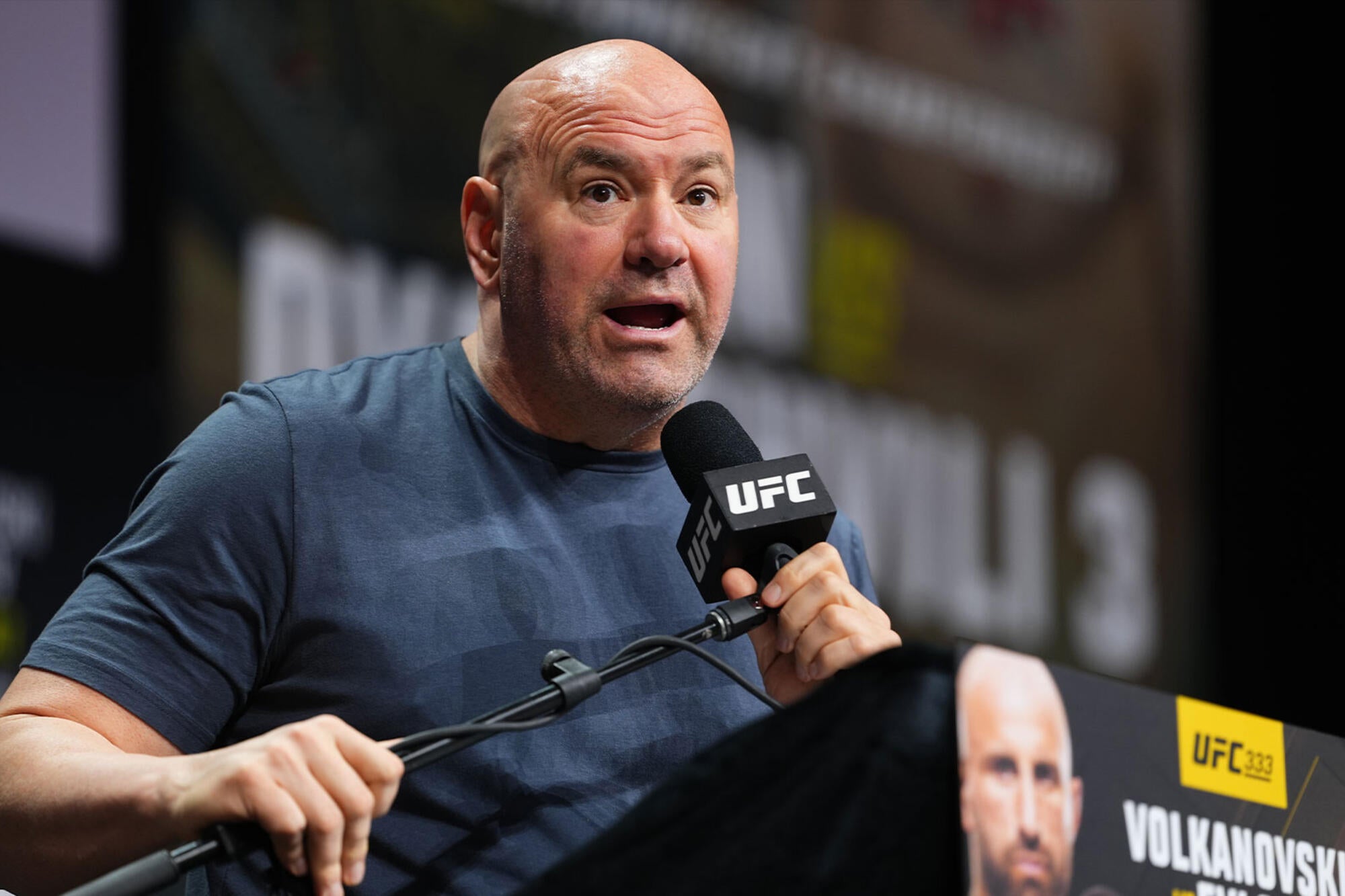Dana White discusses UFC developments at a media event