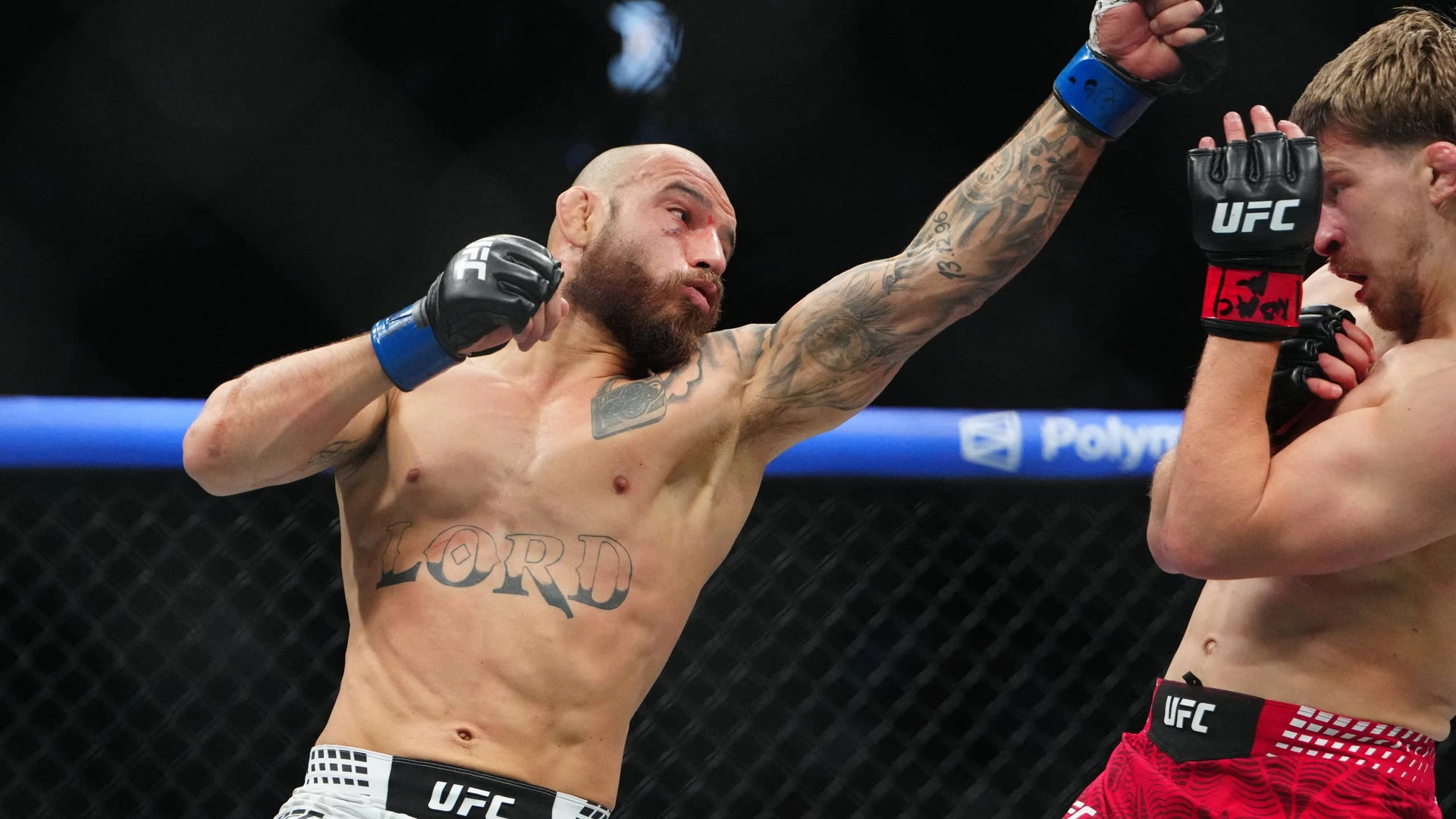 ژان سیلوا در داخل اکتاگون UFC با آرنولد آلن مشت‌ ردوبدل می‌کند
