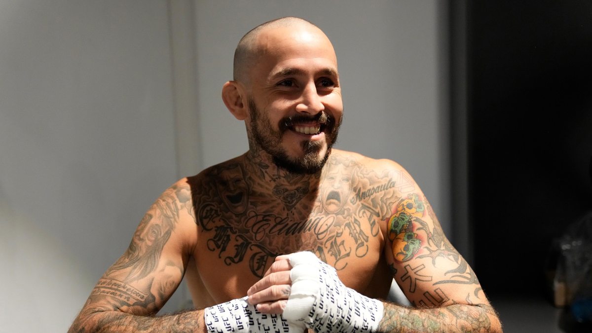 Marlon Vera has his hands wrapped backstage before a UFC fight