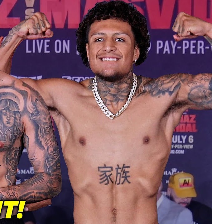 Amado Vargas poses at a boxing weigh-in